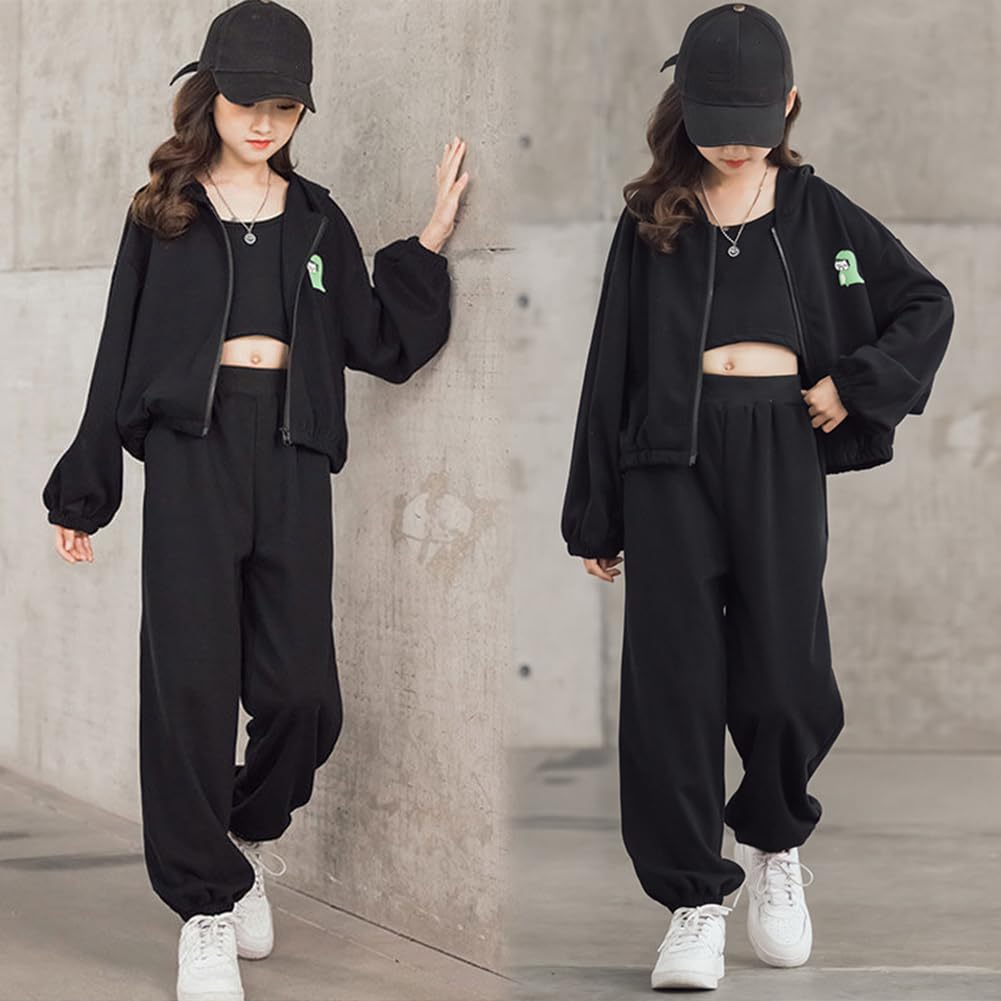 Felpa Pantaloni Sweatshirt Jogging Suit Ragazza Tuta Sportiva Bambina 3 Pezzi Ragazza Elegante Completo