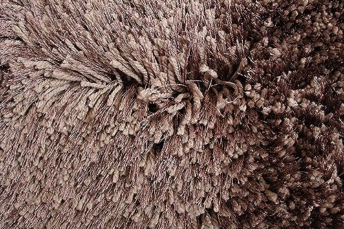 Image of Luxury Shaggy Carpet Solid Plain Fluffy Fur Rectangular Rugs for Bedroom Living Room 3X5 Feet Microfiber & Polyster Modern Interior Floor Mat Brown