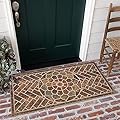 Mohawk Home Entryway Door Mat 2' x 4' All Weather Doormat Outdoor Non Slip Recycled Rubber, Ornamental Brick Brown