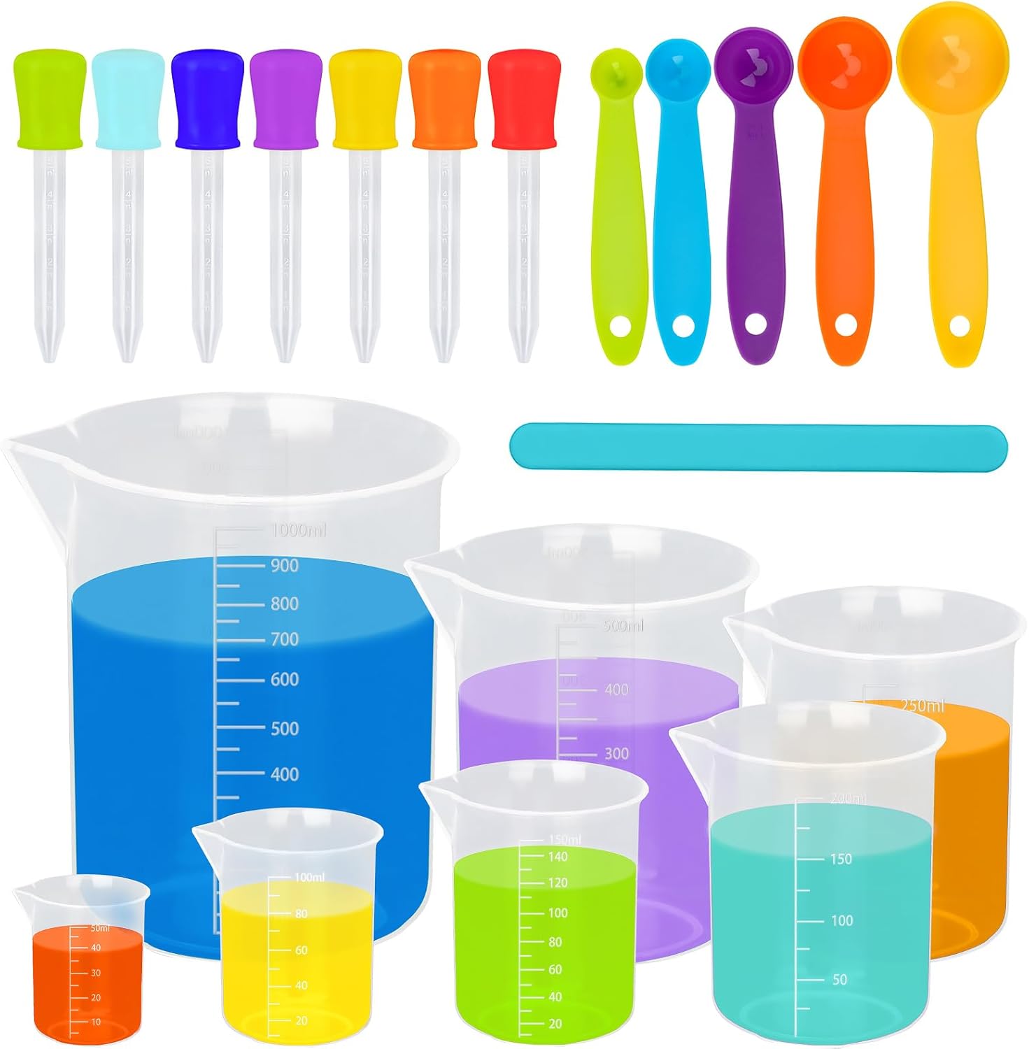 20PCS Measuring Cups with Spoons and Droppers Set, Plastic Measuring ...