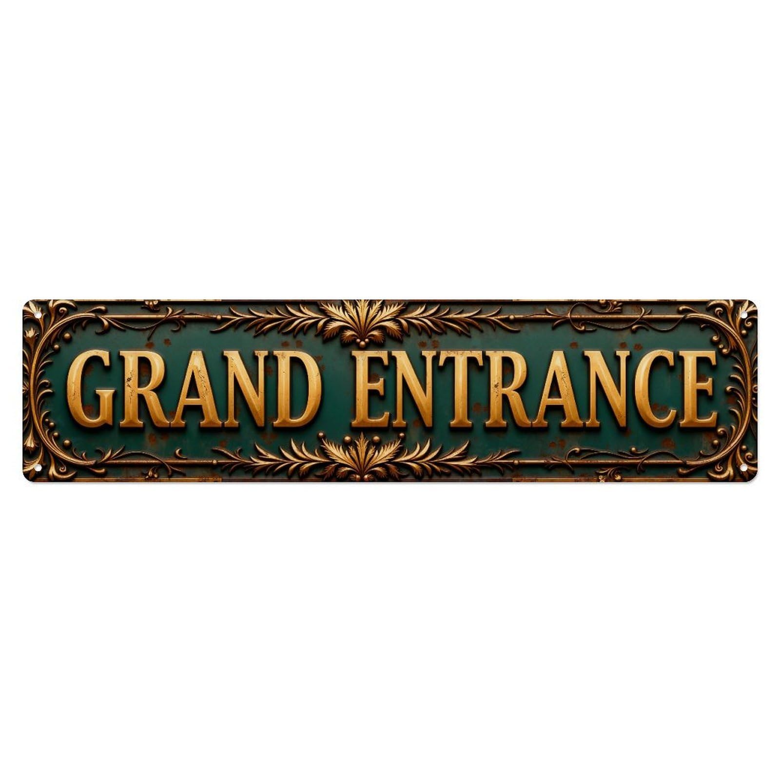 Grand Entrance Ornate Gold Sign Metal Tin Sign Plaque