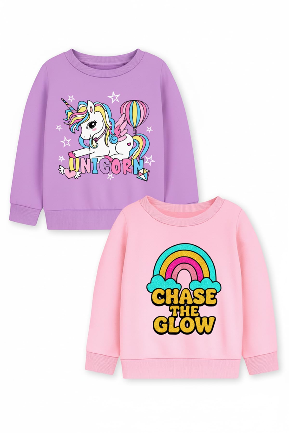 Trampoline Girls Graphic Printed Sweatshirt Pack of 2 | Cozy Fleece Winter Wear-image-0