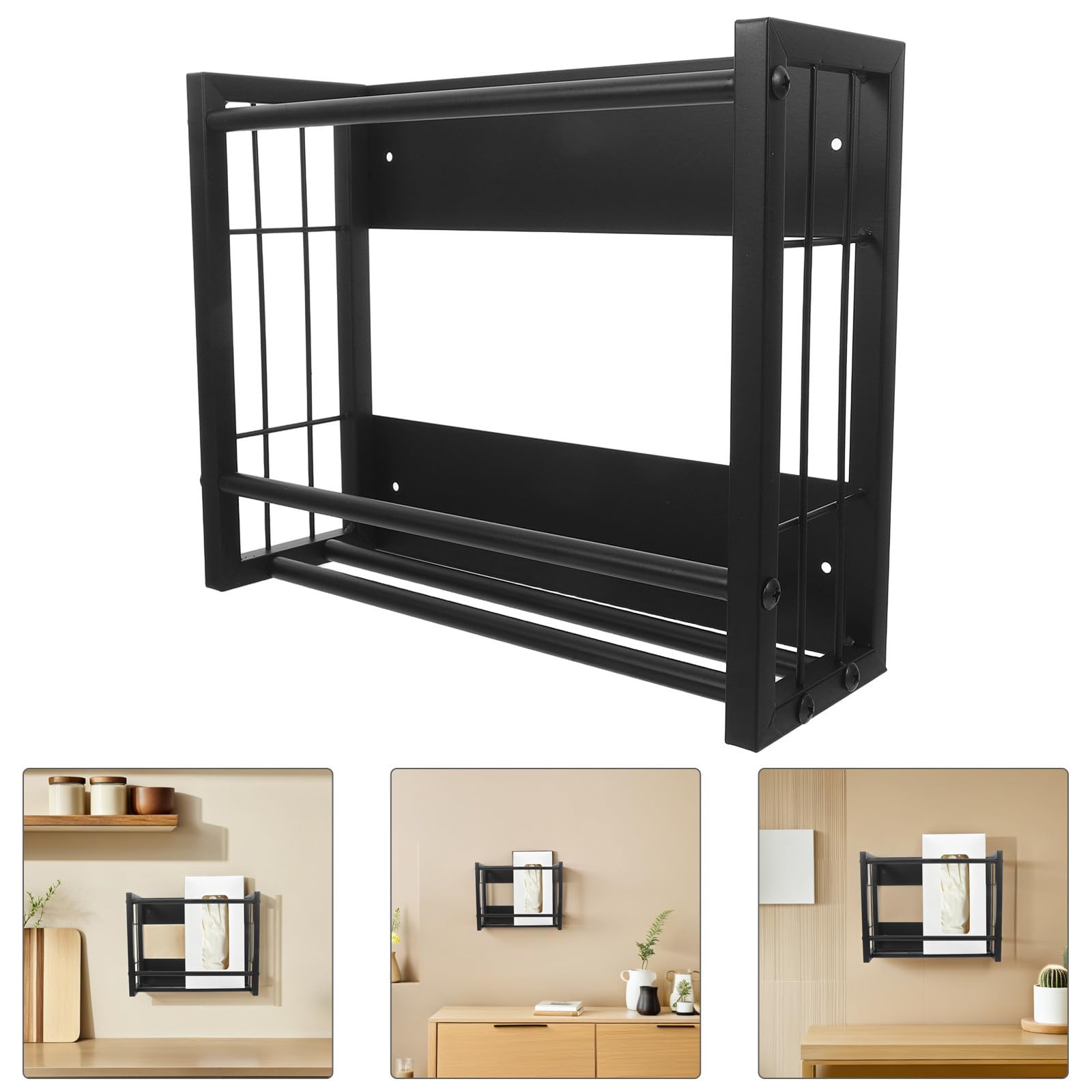 YARNOW Porta Guanti e Utilizzo Struttura Multilivello Magnetico in Ferro Nero per Organizzazione, Facile Installazione per Cucina e Giardinaggio