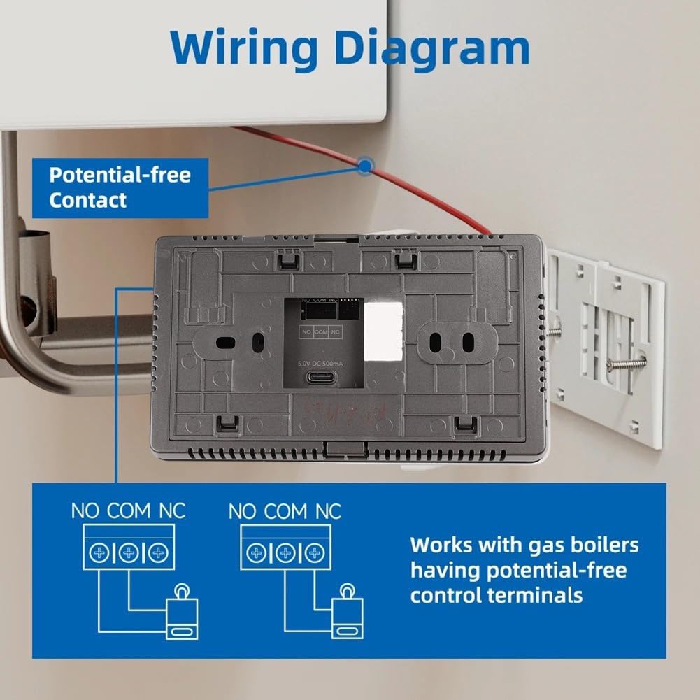 Thermostat WiFi W506 3 A, 2 fils pour chaudière, programmable 7 jours