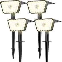 GOLUMUP Lampe Solaire Exterieur Detecteur de Mouvement 4 Pièces, Lumiere Solaire Exterieur 4 Modes, IP67, Éclairage Exterieur Solaire Installation Mur/Sol pour Jardin Terrasse Garage - Blanc Chaud