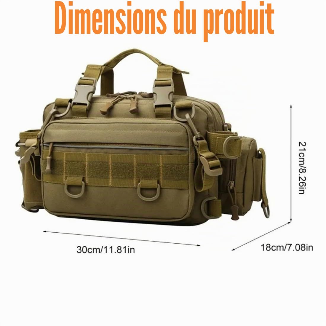 ACEXIER Sac à bandoulière Tactique Multifonction leurre pêche Sac extérieur Grande capacité Sac de Rangement Chasse Camping Sac à Main, Vert