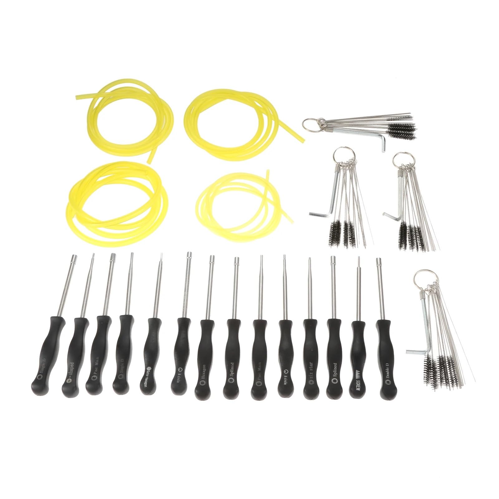 22 unids/kit herramientas de carburador destornilladores 4 pies tubos combustible cepillos limpieza aptos para motor pequeño 2 ciclos