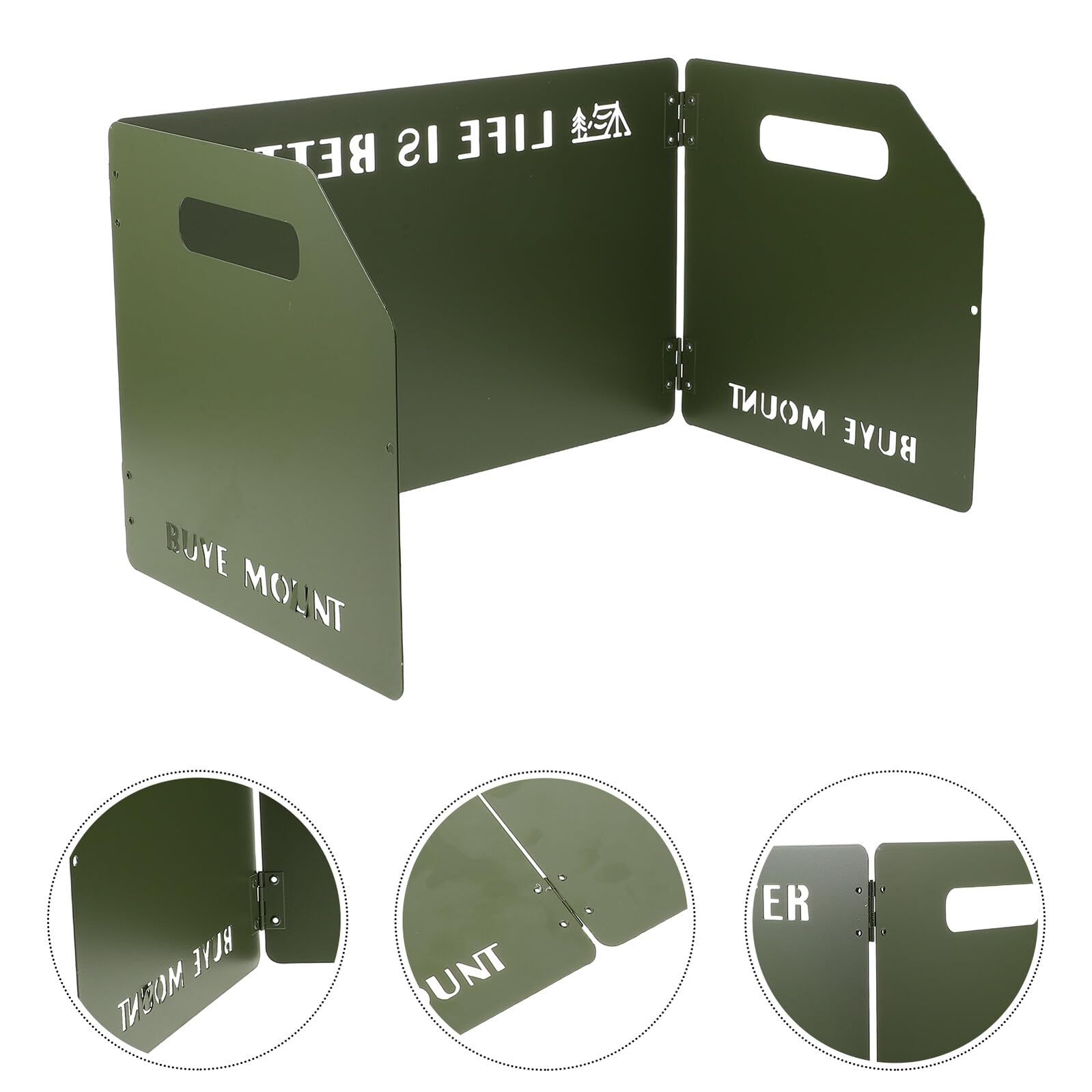 Ciieeo Paravento Pieghevole per Fornello da Campeggio Portatile 3 Piastre 91x25 Cm in Materiale Militare con Borsa per Zaino Protezione Antivento per Cucina Outdoor Escursionismo Picnic