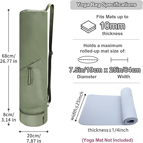 Miniatura 3 de sportsnew Bolsa para esterilla de yoga, bolsa de transporte para esterilla de yoga con cremallera completa con bolsillo para botella de agua