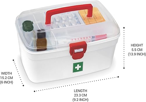 Miniatura 2 de Milton Caja médica, caja de almacenamiento vacía de primeros auxilios  Organizador  Kit de emergencia familiar  Bandeja desmontable  Fácil acceso