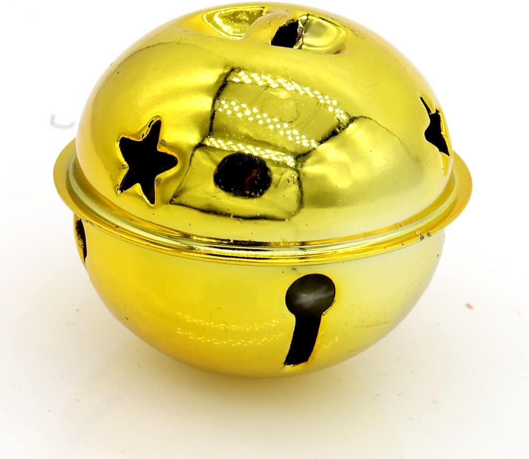 LXZ Decorative Round Bells - Metal Jingle Bells for Party, Home, Christmas, Diameter 1-31/32-in (5 cm) (Gold, 10)