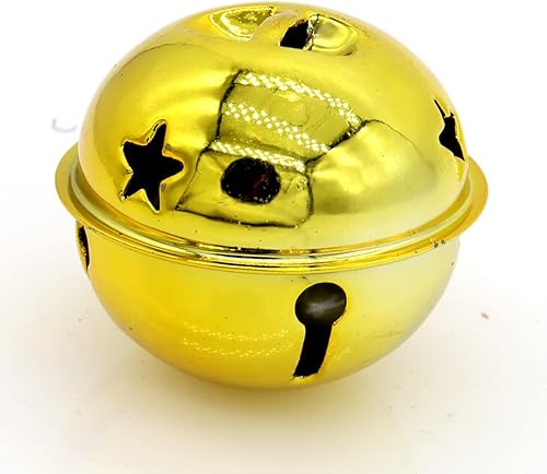 Miniatura 3 de LXZ Campanas redondas decorativas  Cascabeles de metal para fiestas, hogar, Navidad, diámetro de 1-3132 pulgadas (2.0 in) (oro, 6)