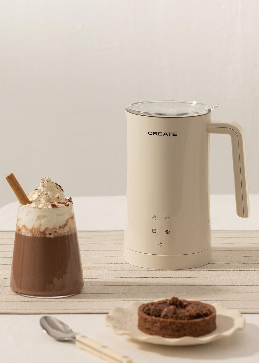 CREATE / PACK POTTS STYLANCE + MILKFROTHER/Cafetera Multicápsula Express y Espumador calentador de leche color Blanco roto