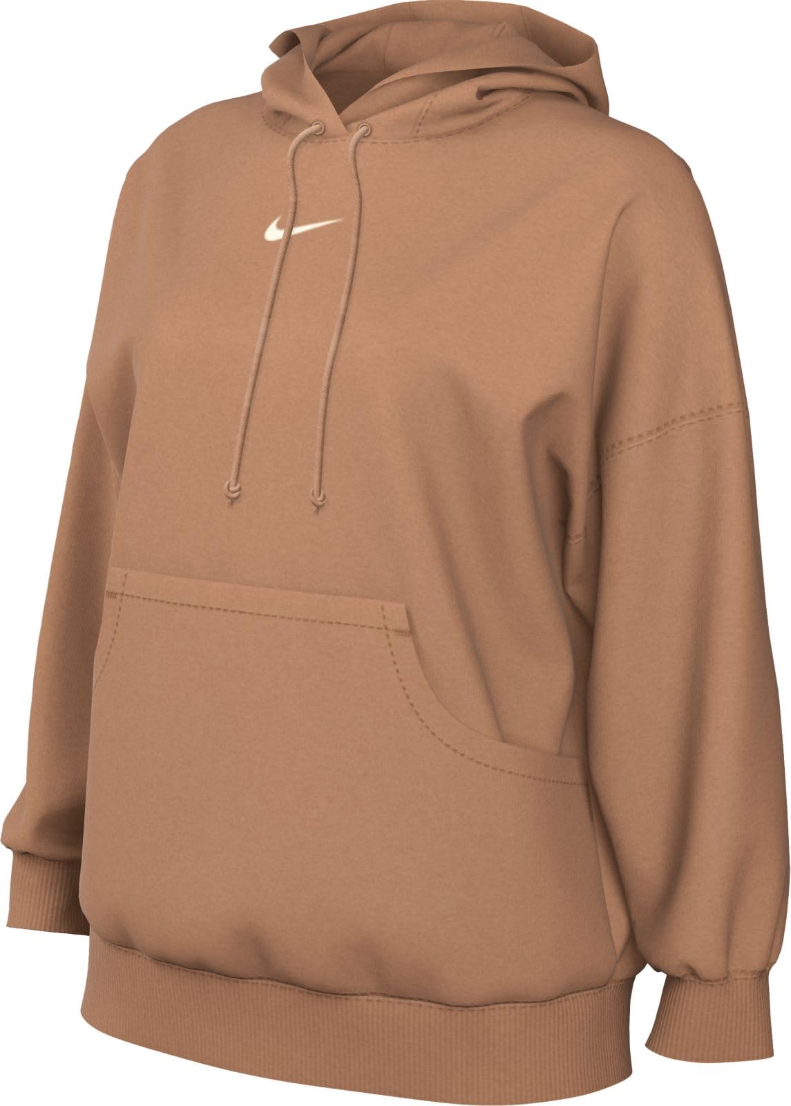 NIKE DQ5860-225 W NSW PHNX FLC OS PO HOODIE Sweatshirt Women's AMBER BROWN/SAIL Size XS
