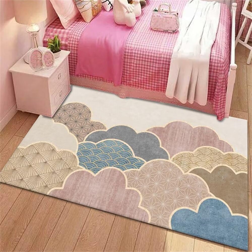Tapis décoration chambre enfant garçon bleu lavable et isolation acoustique