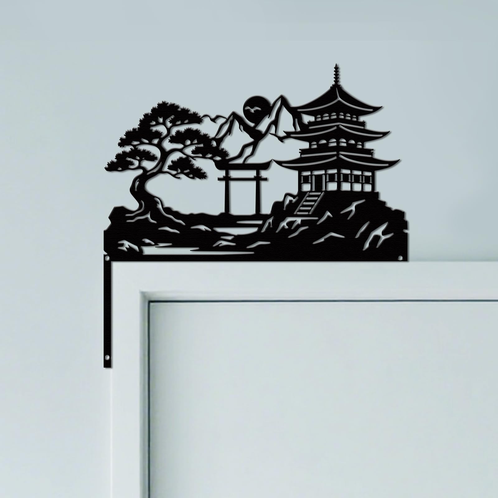 CUTHOLLOW Japanese Landscape Door Topper Sign Metal Wall Art Decor