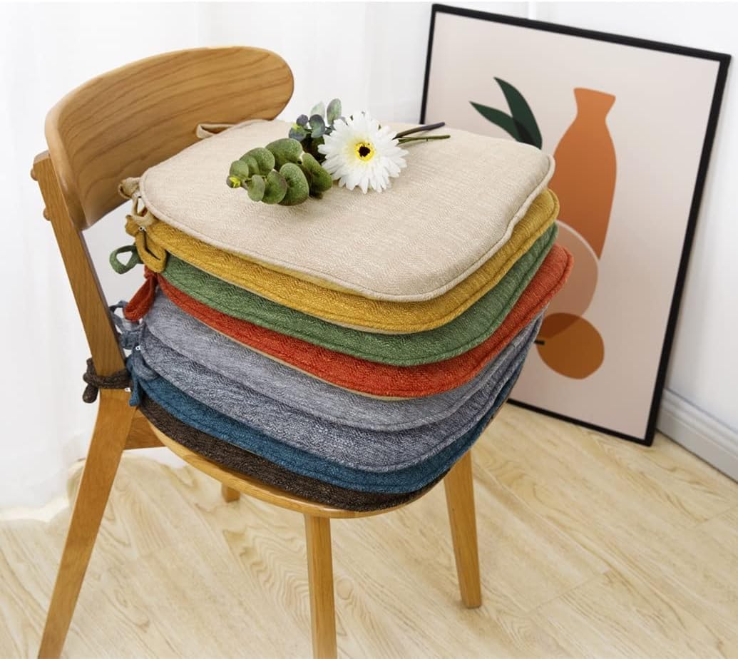MOODMUSE Chair Cushions for Dining Chairs,Seat Cushions with Ties for Kitchen Chairs, Chair Pads for Dining Room,1/2/4 Packs Non Slip Seat Cushion (Color : Dark Gray, Size : 43 * 41CM(4packs))