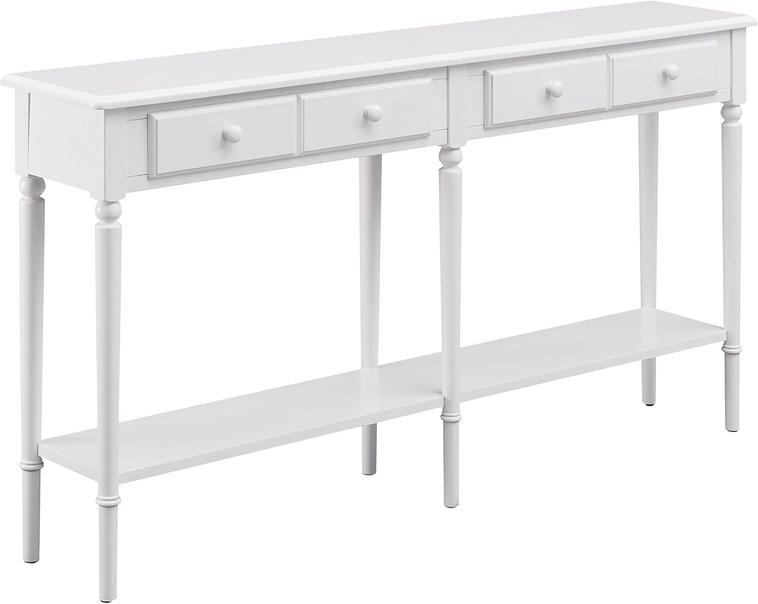 Leick Home 20028-WT Coastal Two Drawer Double Hall Console Sofa Table with Shelf, Orchid White