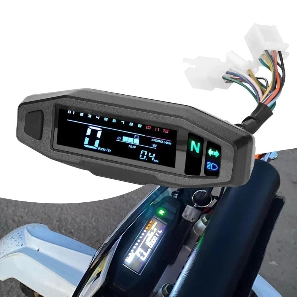 Compteur vitesse moto Jauge numérique universelle pour moto Tachymètre pour Compteur kilométrique Affichage lumineux multifonction