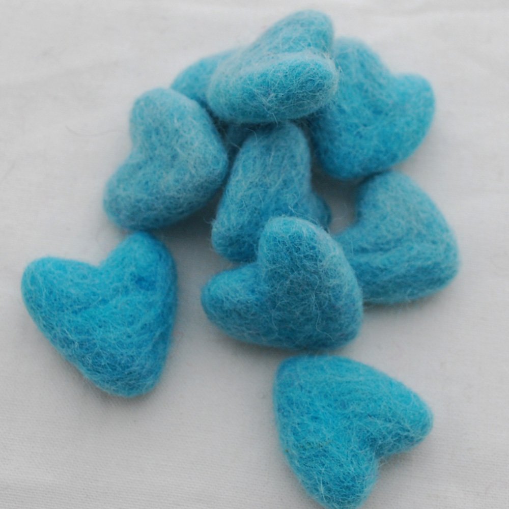 Oriental Direct Turquoise 100% Wool Felt Hearts - 3Cm - 10 Felt Hearts