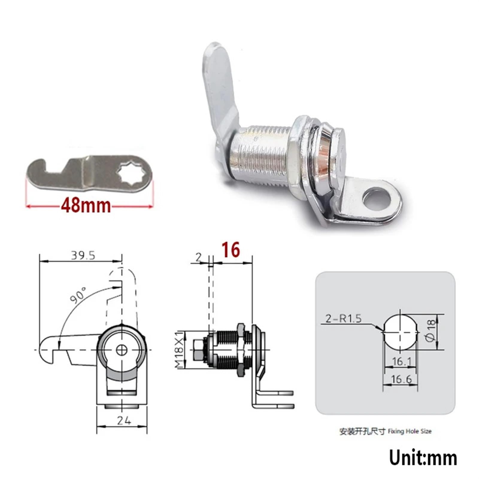 FJSUGAOW Cabinet Cam Lock Use Padlock for Locker Mailbox Storage Box Electronical Cabinet Wardrobe MS579 I 1Pcs (Color : 16mm)