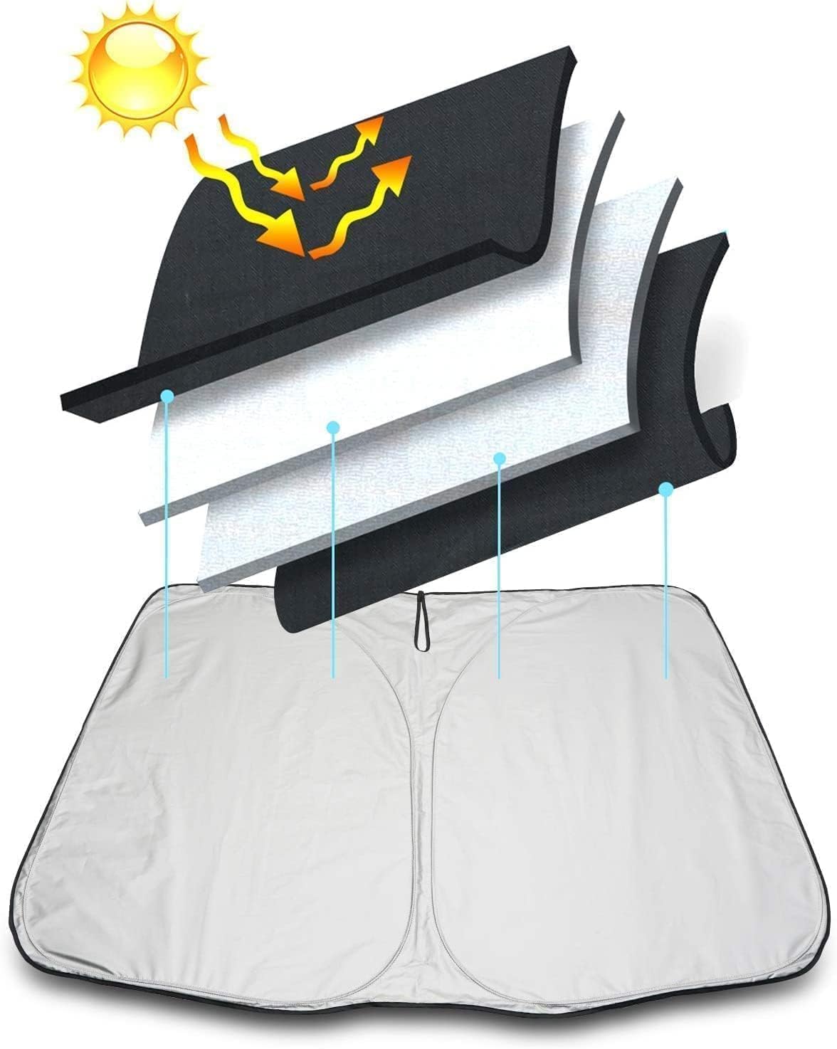 Pare-Soleil Pliable Triangle Pour Lunette Arrière - 2 Pièces (38x50 Cm) - Pour Voitures Type Hayon - Marque Carpoint