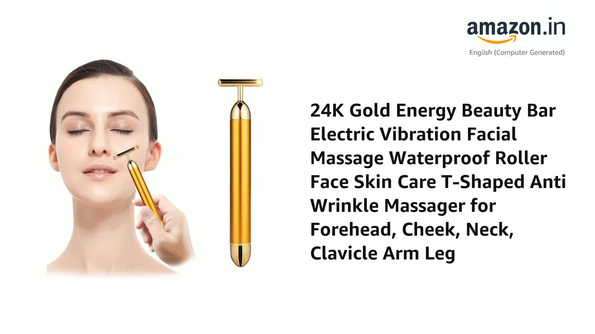 24K Gold Energy Beauty Bar Electric Vibration Facial Massage