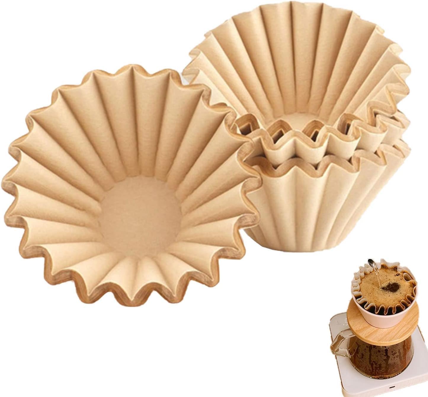 Coffee Filter Papers - 50PCS 1-4 Cup Coffee Machine Filter Papers, Cupcake Coffee Filter Papers, Chlorine Free Coffee Filter, Wooden Fiber Coffee Filter Papers to Fit Bravilor Bonamat (1-2 Cups)