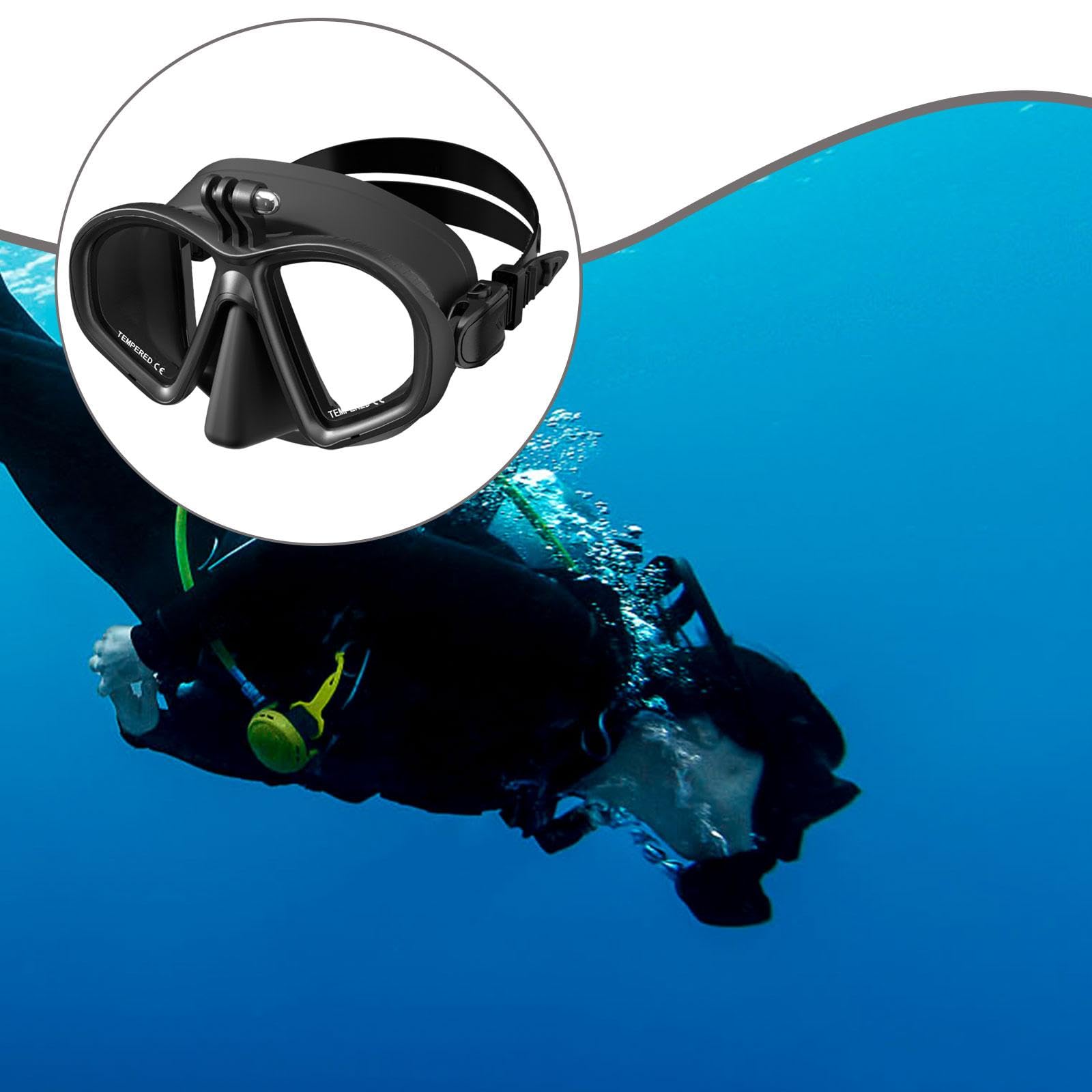 Gafas de Buceo Profesional Ligeras Antivaho de Silicona Vidrio Templado con Soporte para Cámara Deportiva Ajuste Cómodo Adecuadas para Deportes Acuáti