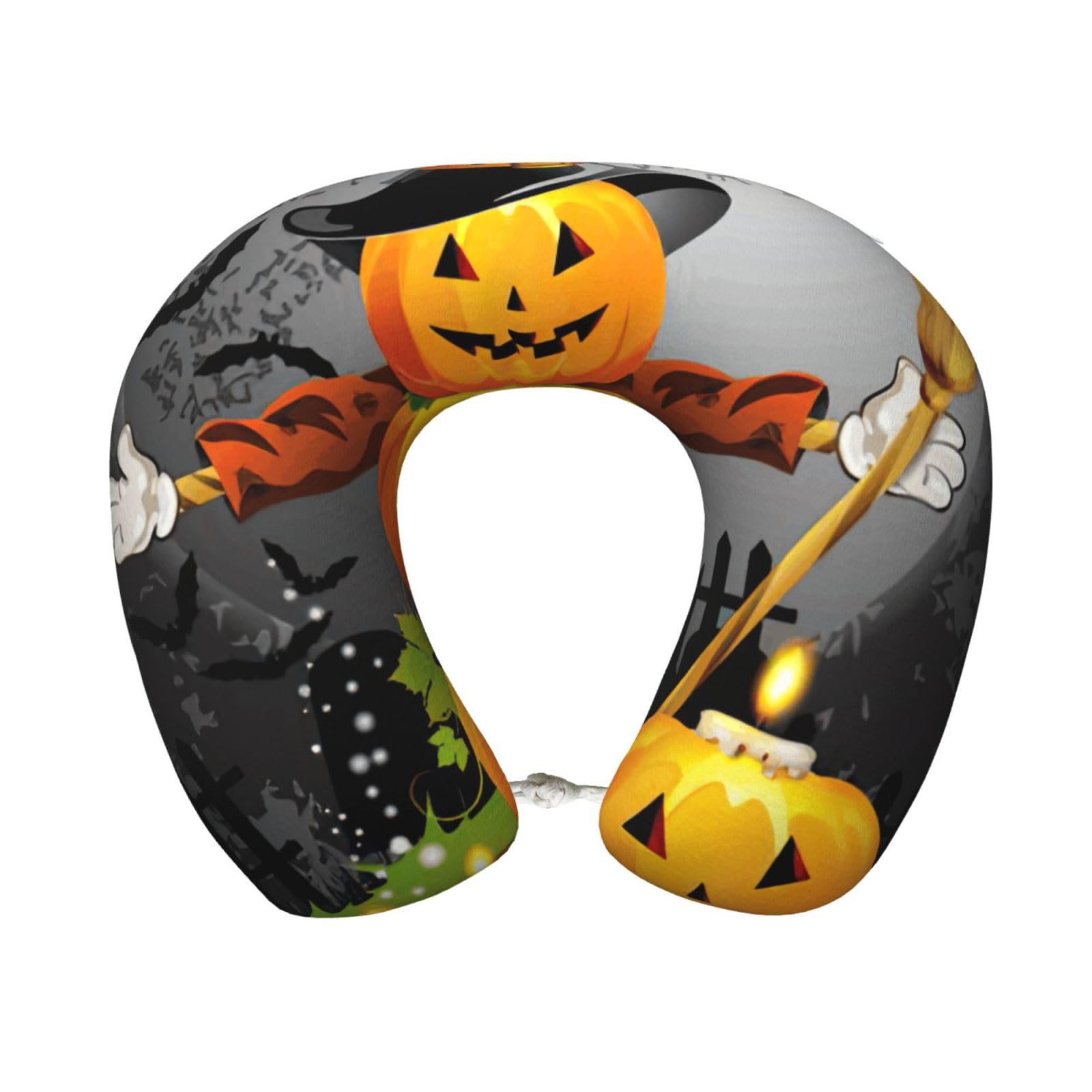 yagDAA Halloween Pumpkin Print U-Shape Travel Neck Pillows Memory Foam Neck Pillow For Airplane Car Office Sleeping Rest