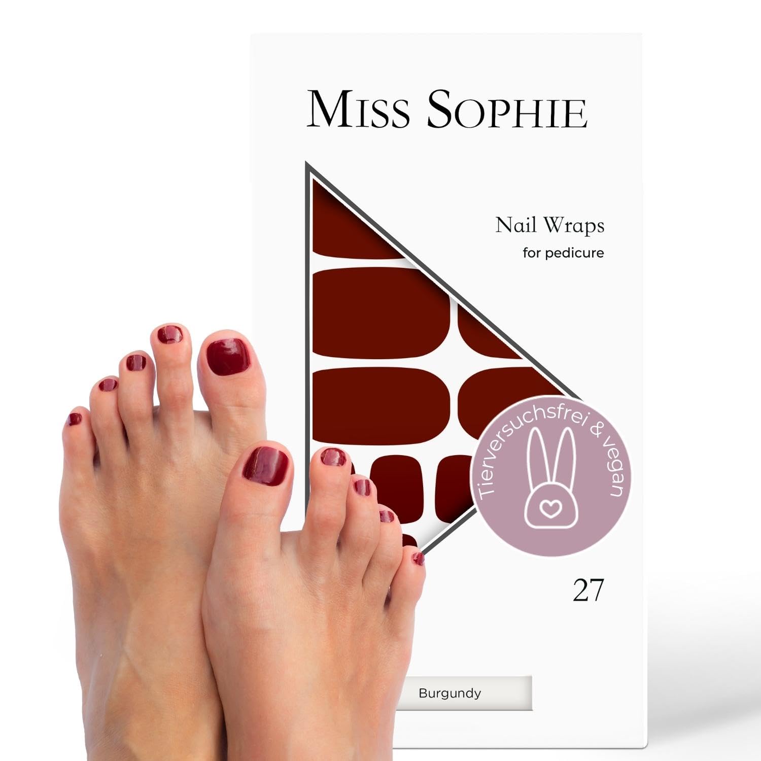 Miss Sophie Nagelfolien Pedicure 27 ultra-dünne selbstklebende langanhaltende Nagelfolien in Burgunderrot