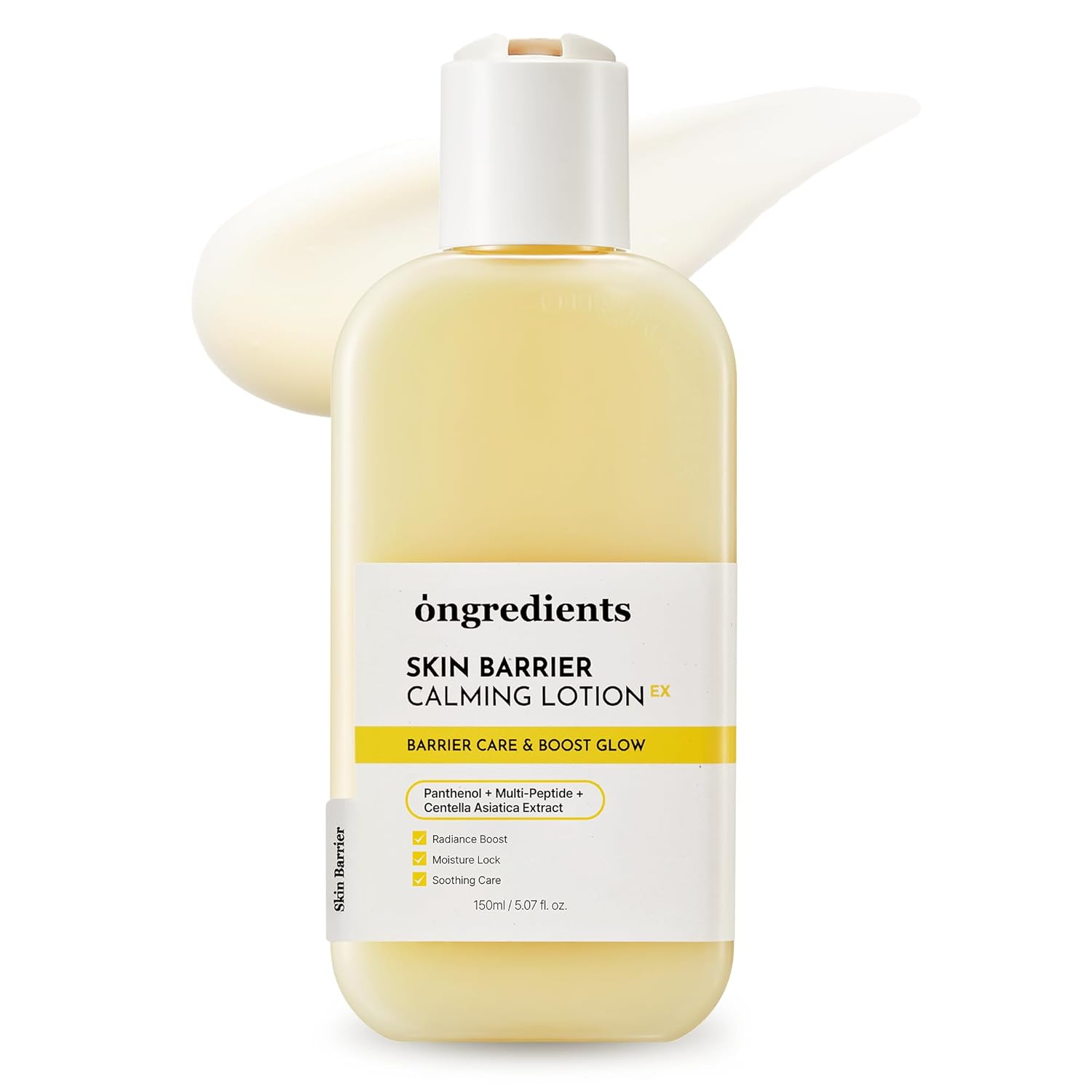 ONGREDIENTS Skin Barrier Calming Lotion EX, Hydrating Lotion for Smooth Makeup Prep & Glowy Skin, Under Makeup Facial Lotion, GHK-Cu Peptide, Collagen, Korean Skincare, 5.07 fl. oz. / 150ml