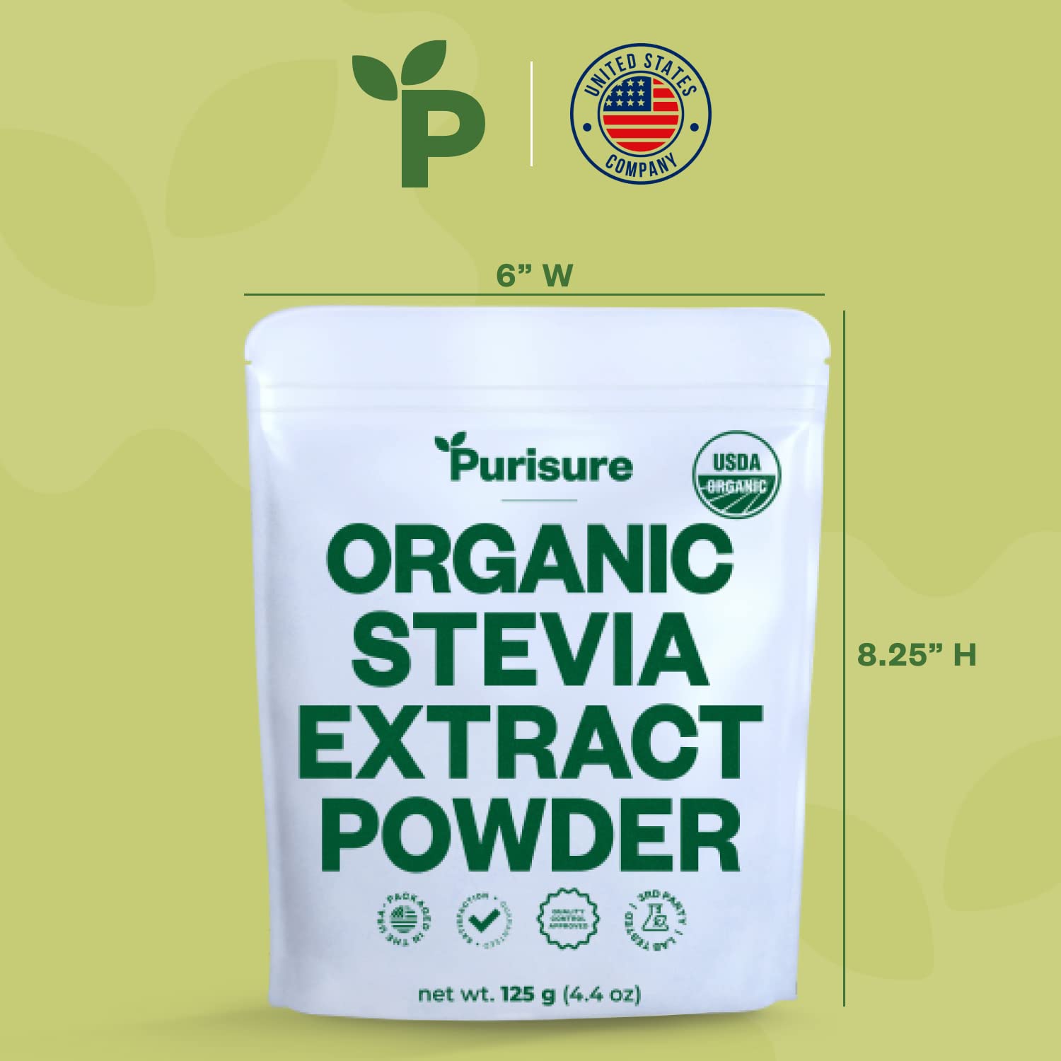 Organic Stevia Extract Powder,125 g, Zero Calorie, Pure Stevia Extract Concentrated Powder, Sweetener for Baking and Beverages - No Aftertaste, Non-GMO, Keto Friendly- 892 Servings - Image 8