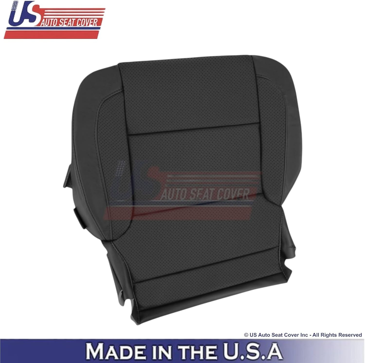 US Auto Seat Cover 2014-2019 fits Chevy Silverado 1500 LT LS Leather Perf Front Covers Jet Black