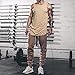 Magiftbox Mens Extended Scoop Workout Stringer Tank Tops Gym Shirts for Men Black/Khaki T05_Khaki_US-L
