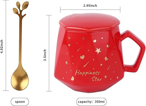 Miniatura 3 de Oaboia Taza de café de regalo para mujeres y hombres, bonita taza de cerámica de estrella de la felicidad para cumpleaños, graduación, Navidad,