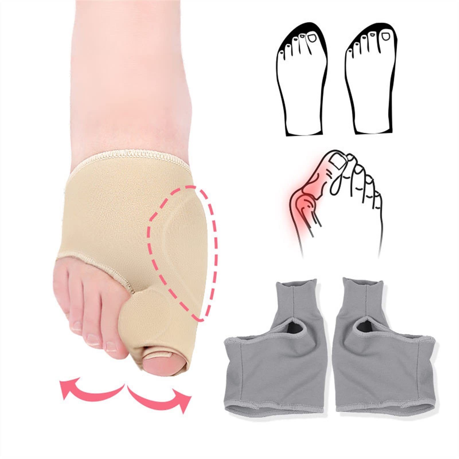 Zehenspreizer Socken Hallux Valgus Bunion Corrector Orthesen Füße Knochen Daumenversteller Korrektur Sockenglätter Pediküre Werkzeug 2 Stück