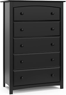 Storkcraft Kenton 5-Drawer Dresser Black - GREENGUARD Gold Certified, Anti-Tip Safety Nursery Kids Bedroom Storage