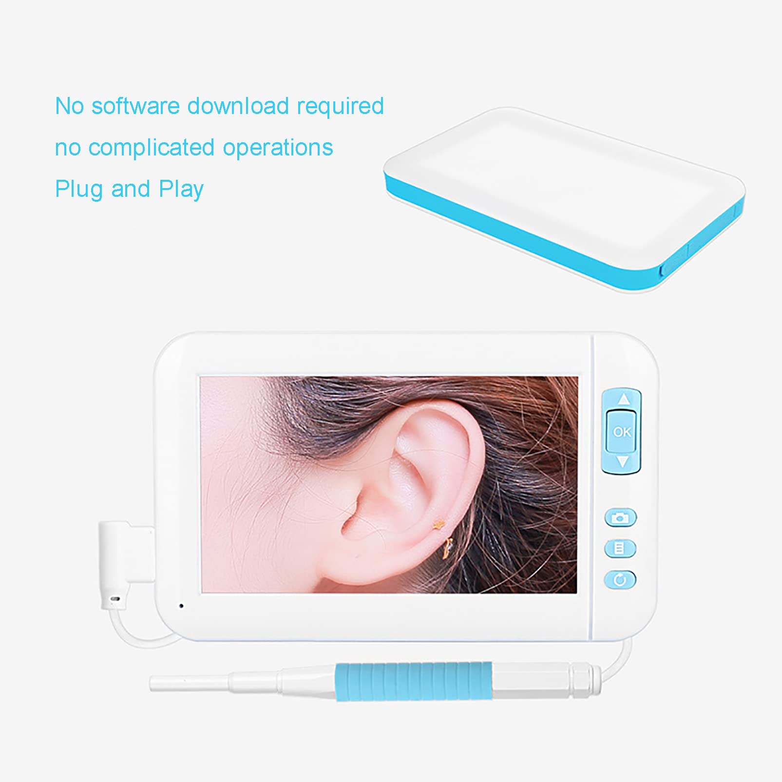 CUTTE Cámara Limpiadora de Oídos Profesional, Otoscopio para Eliminación de Cera de Oídos, Lente de 5,5mm, Kit de Eliminación de Cera de Oídos, Removedor de Cera de Oídos con 6 Luces LED