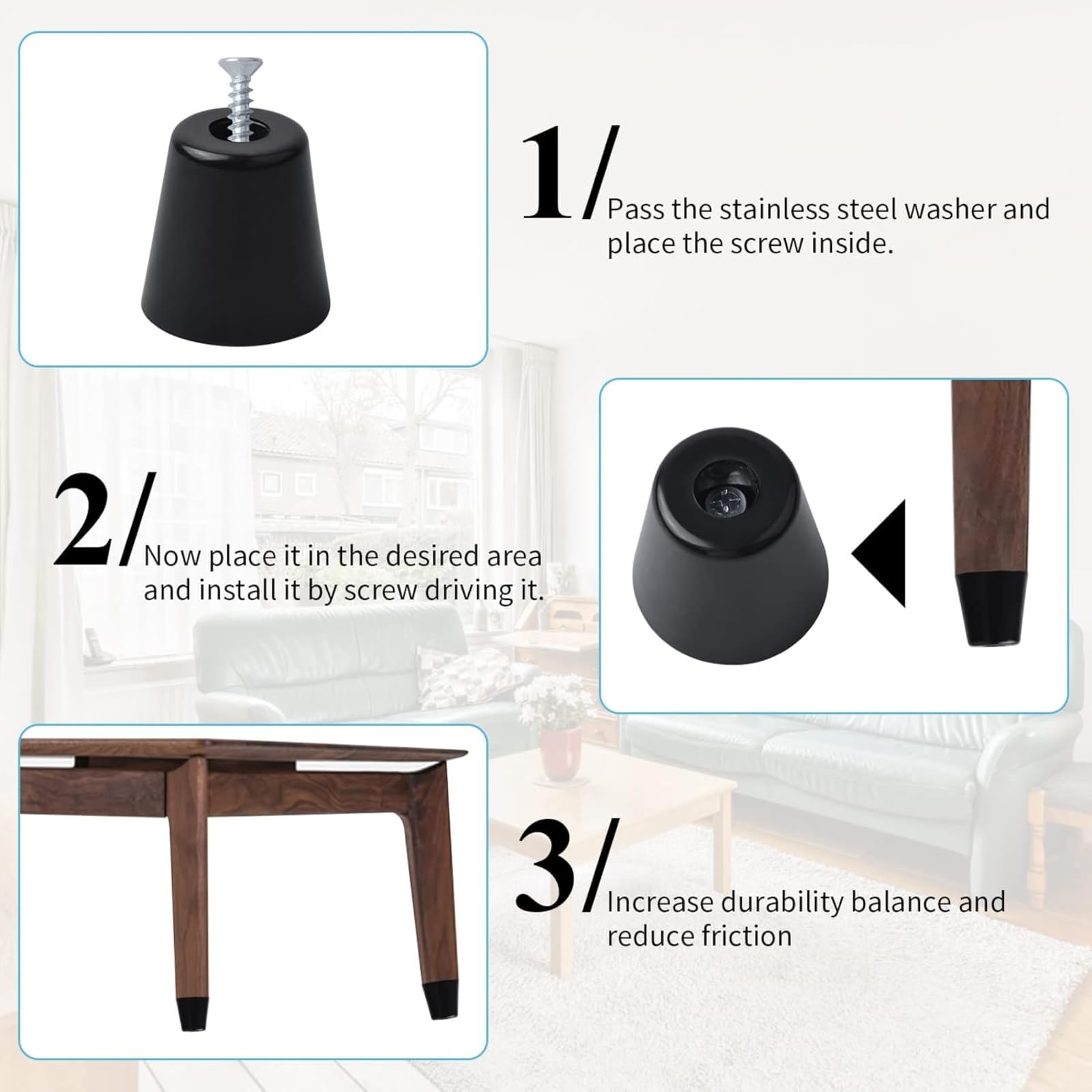 Lot De 30 Patins En Caoutchouc Avec Vis - Pieds Ronds En Caoutchouc - Planche à Découper Pour