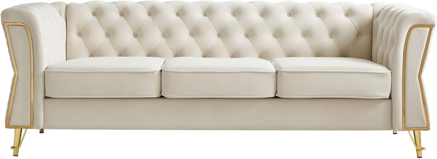 Modern Tufted Velvet Sofa Couch Chesterfield-Inspired