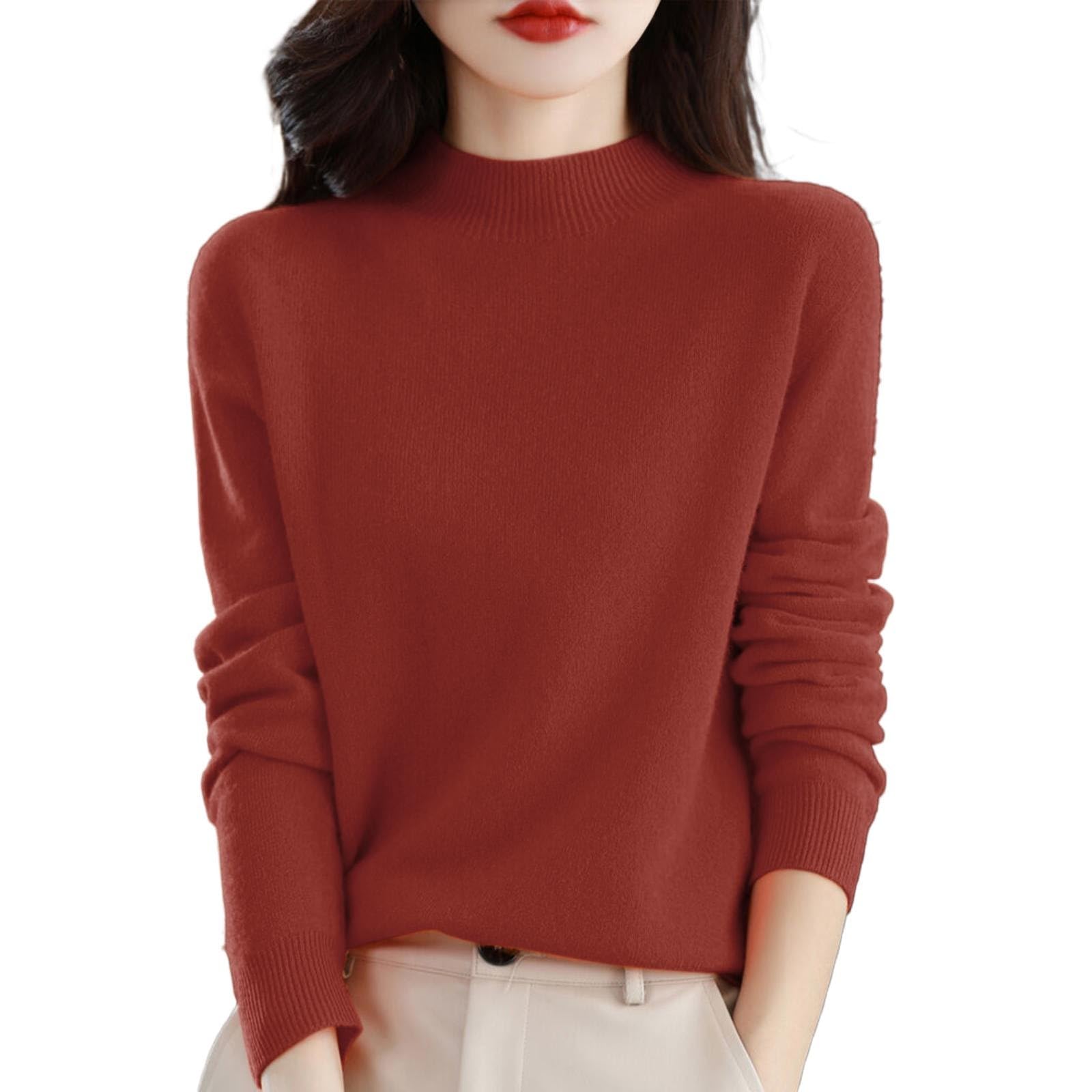 Cashmere Sweaters for Women Mock Neck Long Sleeve Cozy Warm Pullover Knitted Sweater Comfort Casual Loungewear Tops 2025