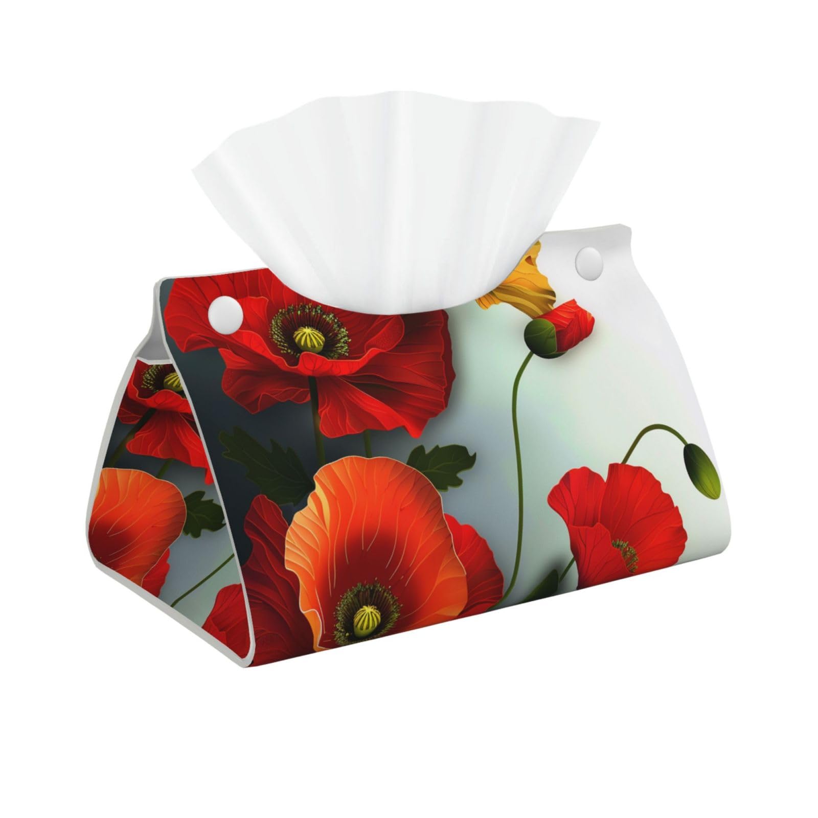 Flower Vivid Petals Print Tissue Box Cover Foldable Tissue Storage Box Leather Tissue Cube Box Holder for Living Room Bedroom Office Car Home Decor
