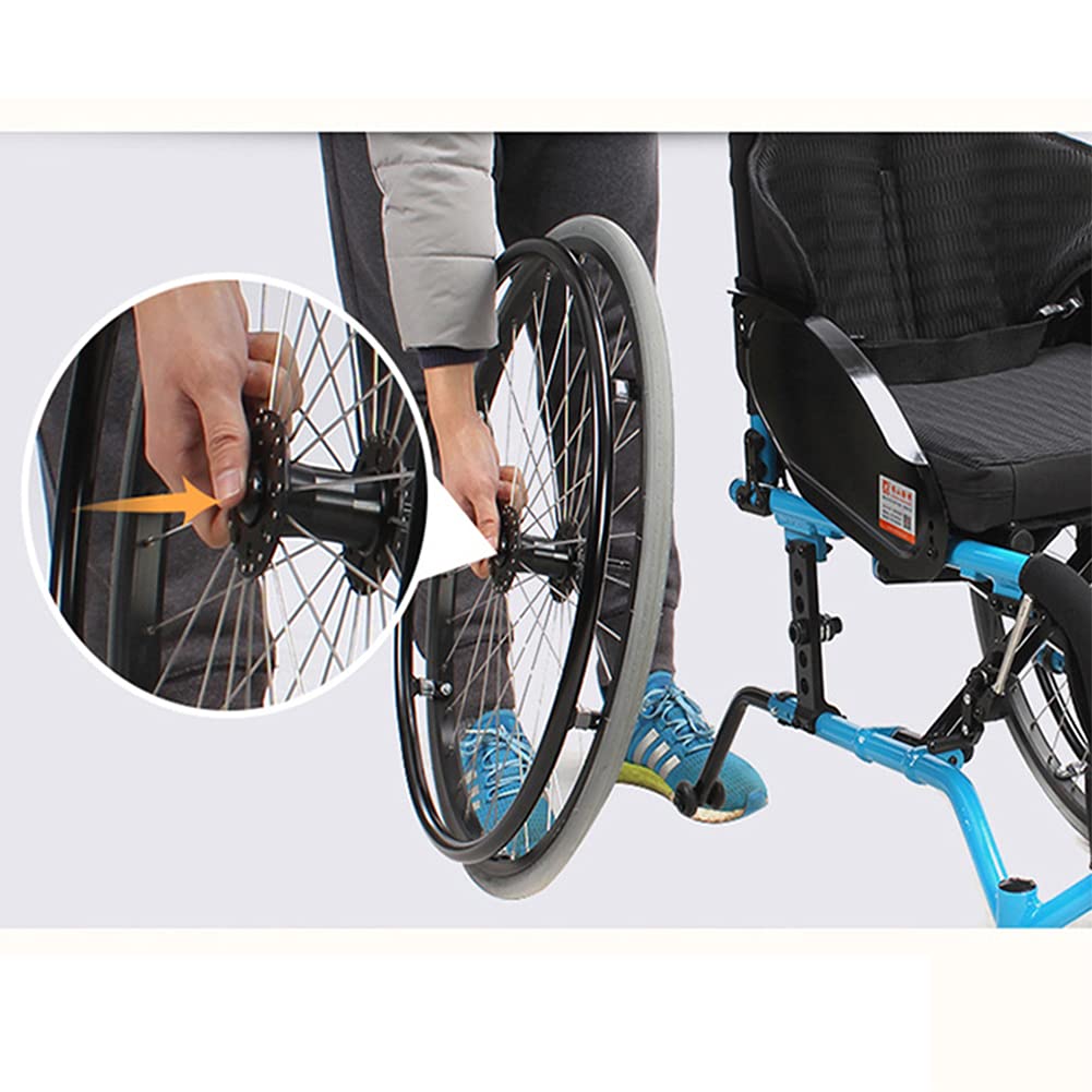 Silla de Ruedas Todo Terreno, Silla de Ruedas de Viaje Plegable con Dispositivo Antivuelco Trasero - Silla de Ruedas Manual Ligera Autopropulpara Deporte Y Ocio/Yellow/Seat Width 36Cm