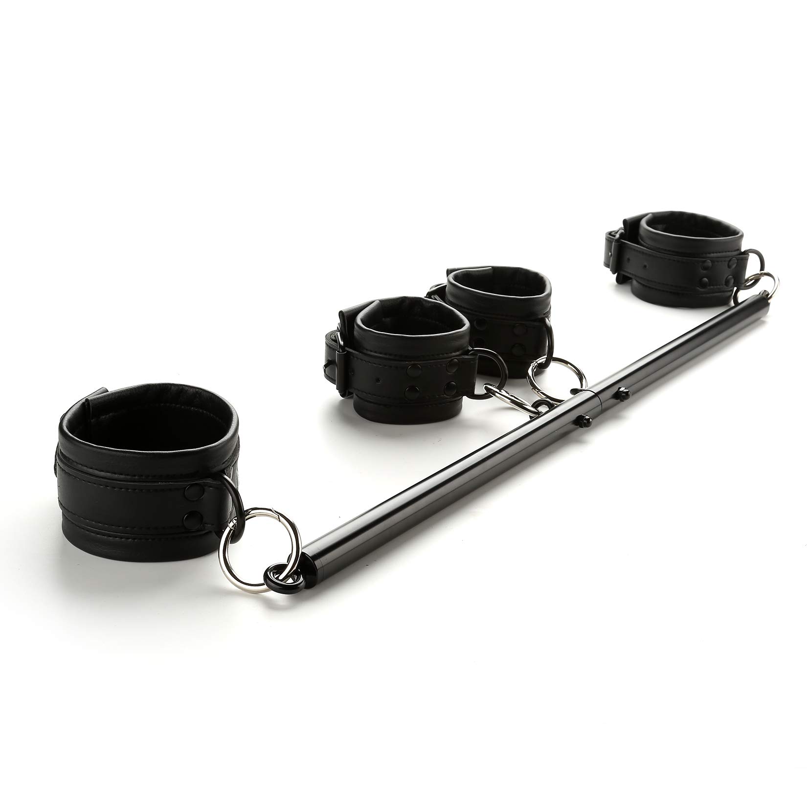 Spreader Bar Heavy Duty Stainless Steel Expandable Black with 4pcs PU Black Detachable Adjustable Straps,Workout Bar for Home Indoor Gym Training Kit