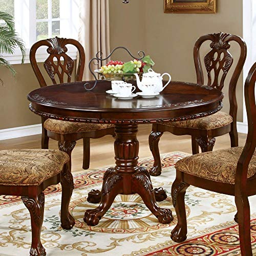 Image of shilpi handicrafts royal look pure sheesham wood standard round shape dining table set