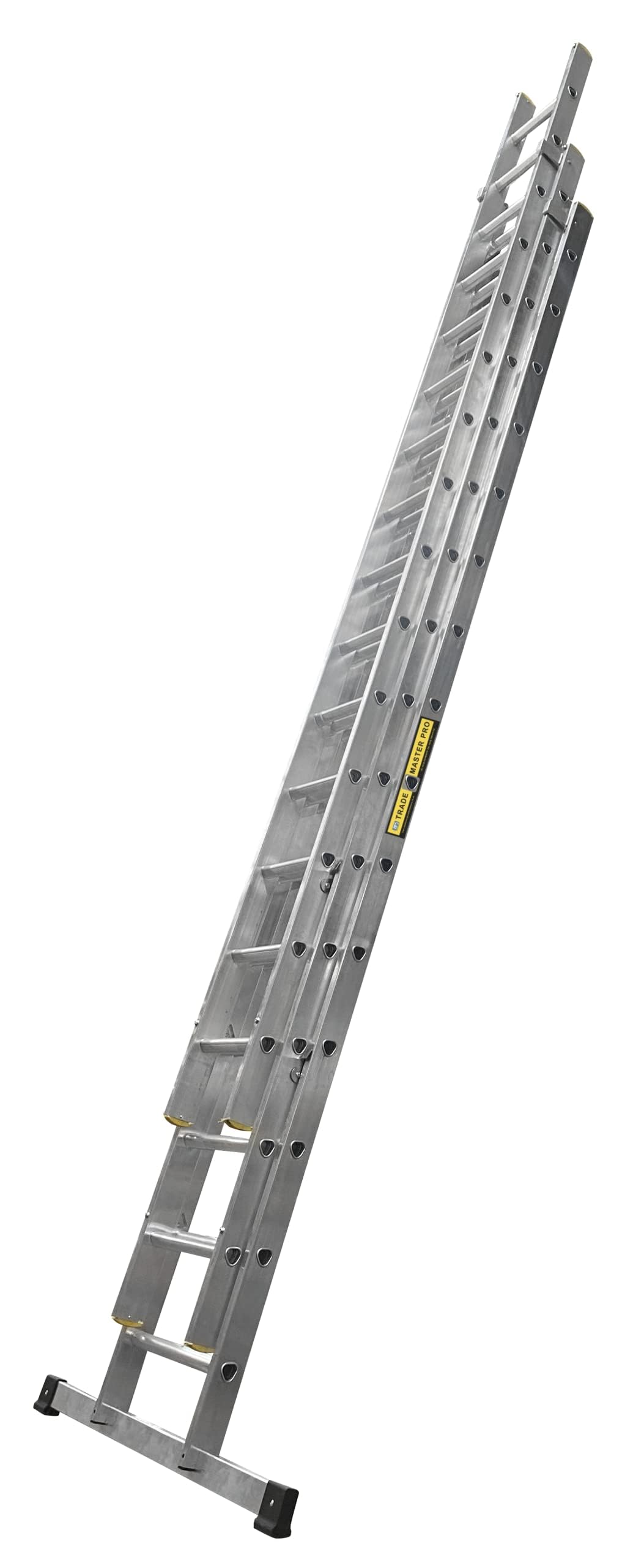 Trade Master Pro® 3 Section Extension Ladder | Auto Locking Clips | Aluminium | Anti Slip Stabiliser bar | Massive 150kg Weight Rating | EN131 Pro Certified | Size: 10.00m