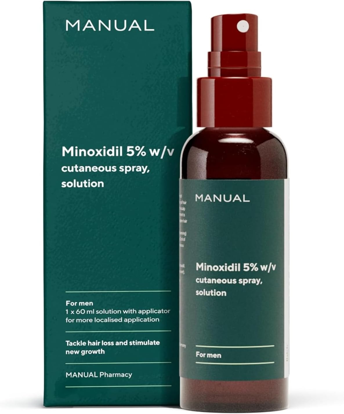 5% Minoxidil (1 x 60ml) Formula For Men - Increases Blood Flow To Follicles - Promotes Growth for Longer, Thicker Hair - Stimulates Hair Regrowth - Easy To Apply Spray - 1 Month Supply