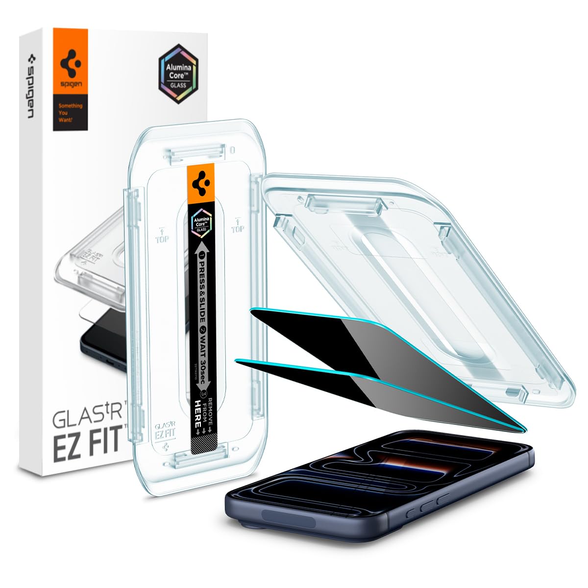 Spigen Glas.tR EZ Fit Privacy Tempered Glass Screen Protector for iPhone 17 Pro / 17, iPhone 16 Pro - 2 PackClimatePartner certified