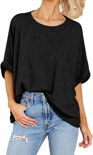 Miniatura 2 de Camiseta de gran tamaño para mujer, tops holgados de manga corta casuales de verano